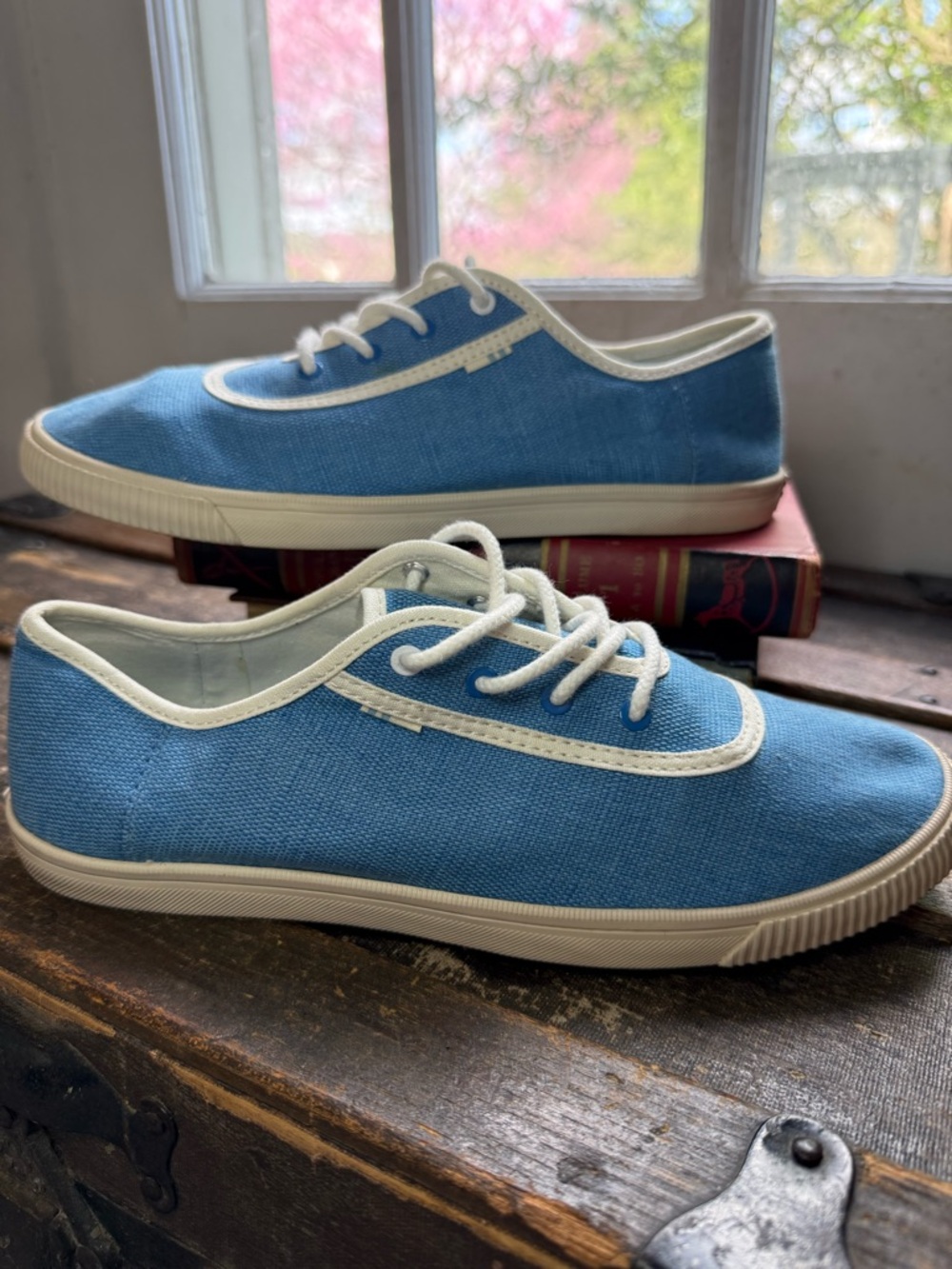 Toms Blue Canvas Lace-Up Sneakers Women’s 8.5